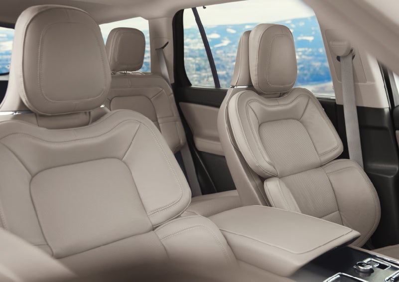 The interior of a 2024 Lincoln Aviator® SUV in the Sandstone interior color | Irwin Lincoln Laconia in Laconia NH