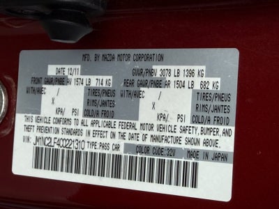 2012 Mazda Mazda MX-5 Miata Touring