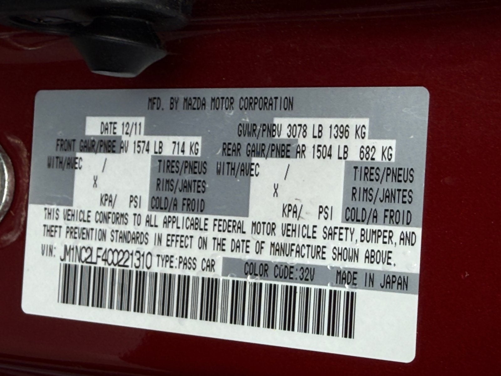 2012 Mazda Mazda MX-5 Miata Touring