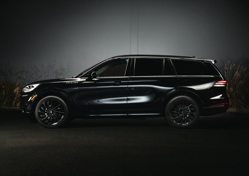 A 2024 Lincoln Aviator® SUV is shown in the Infinite Black exterior color | Irwin Lincoln Laconia in Laconia NH