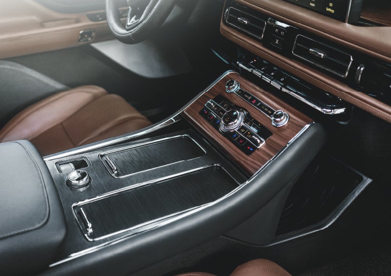 The front center console of a 2024 Lincoln Aviator® SUV is shown | Irwin Lincoln Laconia in Laconia NH