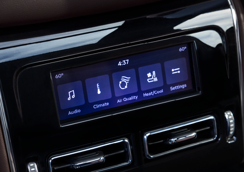 Driver controls like music, temperature, air quality, settings, and heat/cool seats are shown. | Irwin Lincoln Laconia in Laconia NH