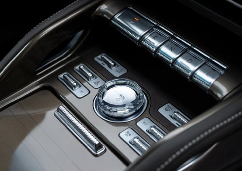 A crystal-inspired volume knob is shown in the center floor console of a 2026 Lincoln Nautilus® SUV. | Irwin Lincoln Laconia in Laconia NH