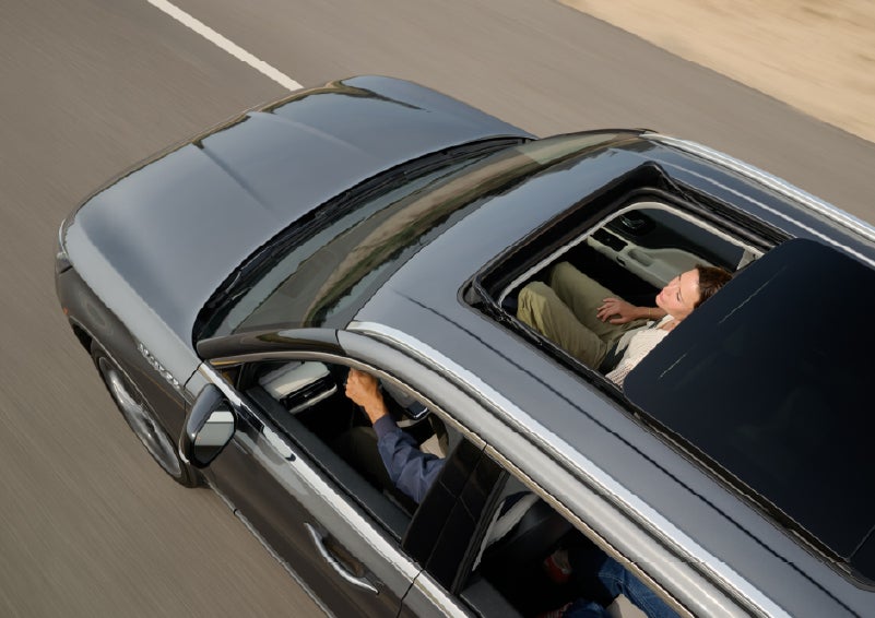 The available panoramic Vista Roof® of a 2027 Lincoln Aviator® SUV is open. | Irwin Lincoln Laconia in Laconia NH